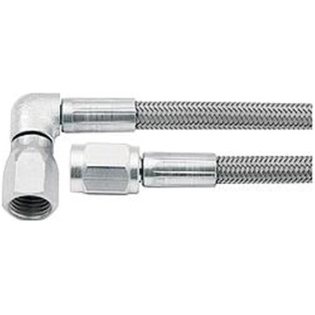 Vortex 10 in. - 3 AN Straight Female to -3 AN 90 deg Female Braided Steel Brake Lines VO3085702